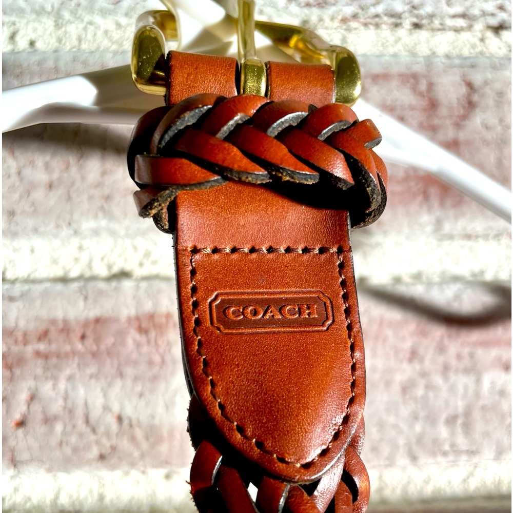 COPY - Vintage Coach braided genuine leather belt. Brown with brass buckle. Siz…